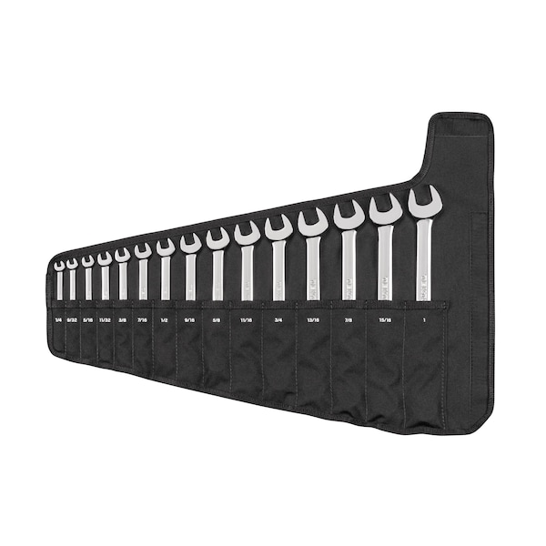 Combination Wrench Set with Pouch, 15-Piece (1/4 - 1 in.)